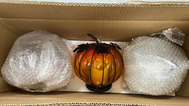 Photo 1 of 3-GLASS LIGHT UP PUMPKINS