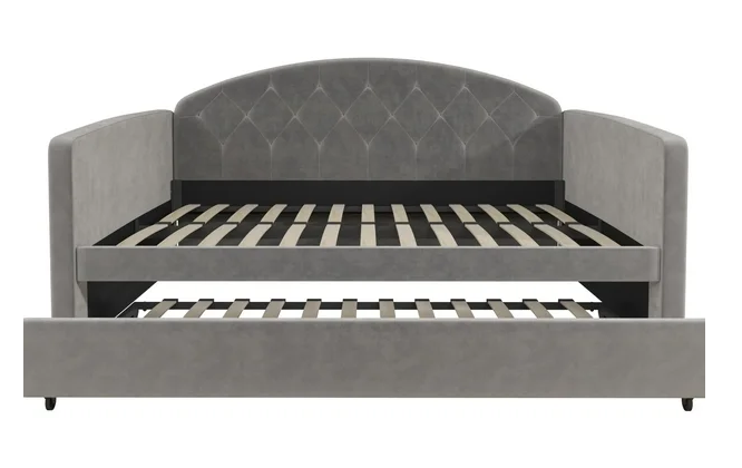 Photo 1 of UPHOLSTERED FULL/TWIN LIGHT GRAY VELVET DAY BED WITH TRUNDLE MODEL 4475439A