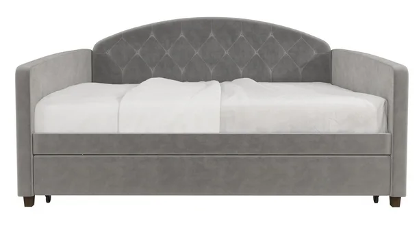 Photo 1 of UPHOLSTERED FULL/TWIN LIGHT GRAY VELVET DAY BED WITH TRUNDLE MODEL 4475439A