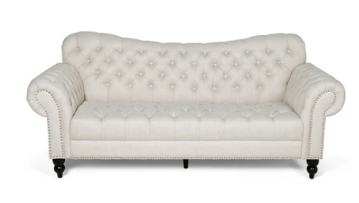 Photo 1 of EMERIC CHESTERFIELD STYLE BUTTON TUFTED DIAMOND STITCH NAIL HEAD ACCENTS 3 SEATER SOFA 85" X 34" H 38"