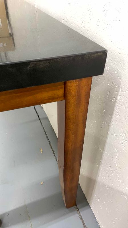 Photo 1 of STEVE SILVER MINORCA BLACK MARBLE AND CHERRY WOOD SOFA TABLE 48” X 18” H 30”