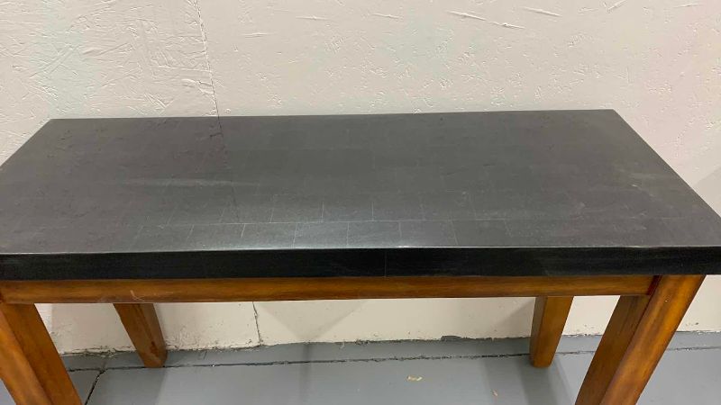 Photo 1 of STEVE SILVER MINORCA BLACK MARBLE AND CHERRY WOOD SOFA TABLE 48” X 18” H 30”
