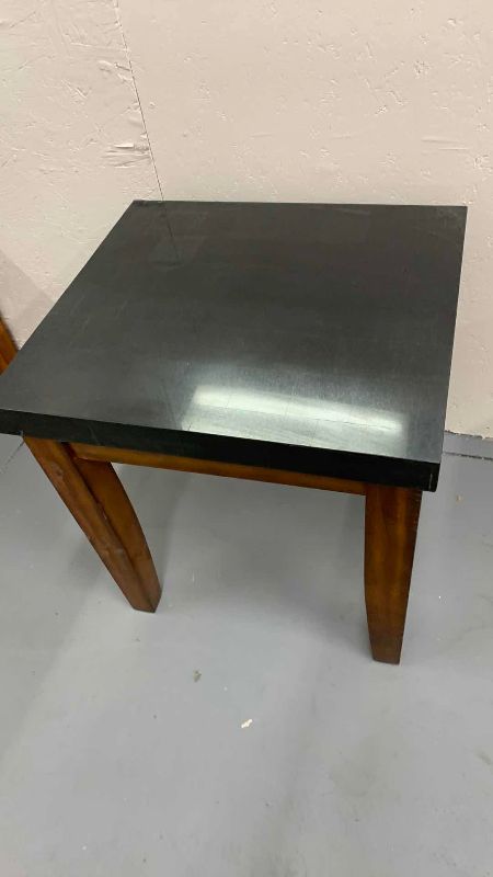 Photo 1 of STEVE SILVER MINORCA BLACK MARBLE AND CHERRY WOOD ACCENT TABLE 24” X 22” H 25”