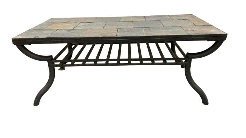 Photo 1 of STONE AND METAL PATIO COFFEE TABLE 49” X 24” H 19”
