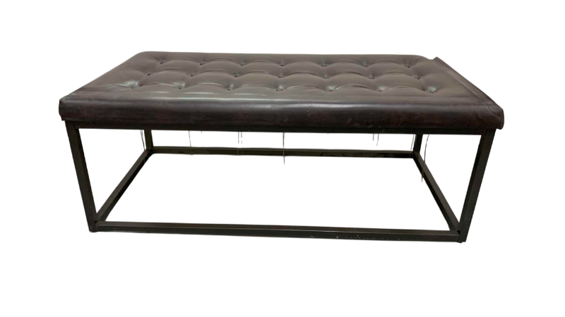 Photo 1 of FAUX LEATHER AND METAL BENCH 48” X 24” H 18”