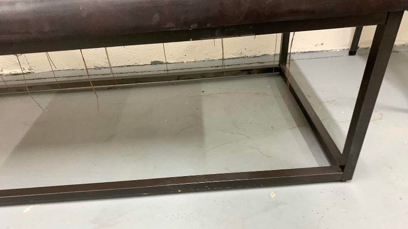 Photo 1 of FAUX LEATHER AND METAL BENCH 48” X 24” H 18”