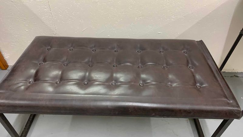 Photo 1 of FAUX LEATHER AND METAL BENCH 48” X 24” H 18”