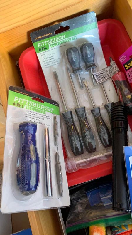 Photo 1 of CONTENTS OF DRAWERS TOOLS AND FLASHLIGHTS