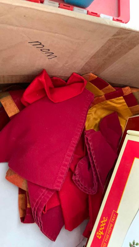Photo 1 of BOX OF DINNER NAPKINS, PLACE MATS AND CHARGERS PLATES