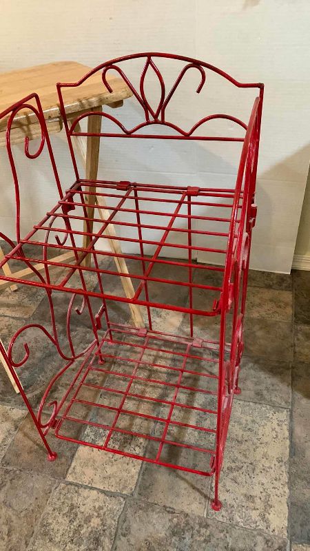 Photo 1 of 2-TELEVISION DINNER STANDS AND A COLLAPSIBLE SHELF