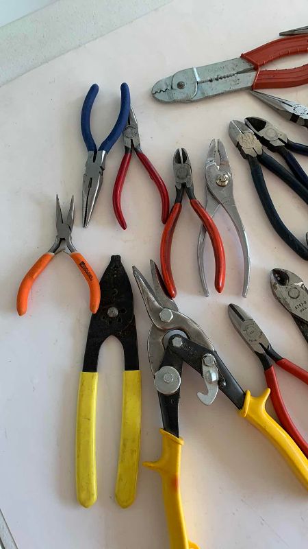 Photo 1 of ASSORTED TYPES OF PLIERS AND SNIPS
