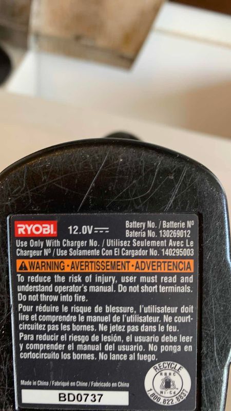 Photo 1 of RYOBI 3/8” DRILL MOTOR CHARGER AND BATTERY