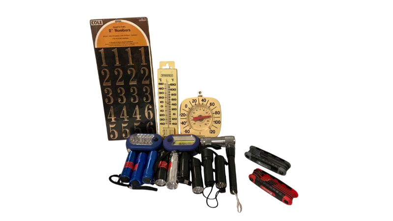 Photo 1 of FLASH LIGHTS, VINTAGE MERCURY THERMOMETERS, 2-ALLEN WRENCH HAND SETS