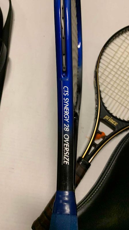 Photo 1 of VINTAGE PRINCE PRO AND A PRINCE CTS SYNERGY 28 OVERSIZE TENNIS RACQUETS WITH CASES