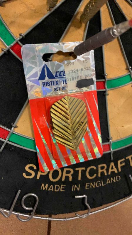 Photo 1 of TRADITIONAL DART BOARD AND STEEL POINT DARTS