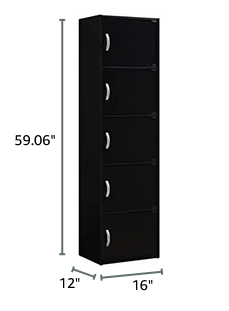 Photo 1 of HODEDAH 5 SHELF STORAGE CABINET HID 5-D MOP BLACK 