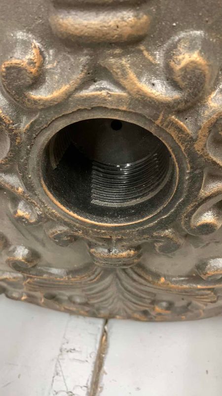 Photo 1 of 2-VERY HEAVY THREADED BRASS PATIO UMBRELLA STANDS 23”