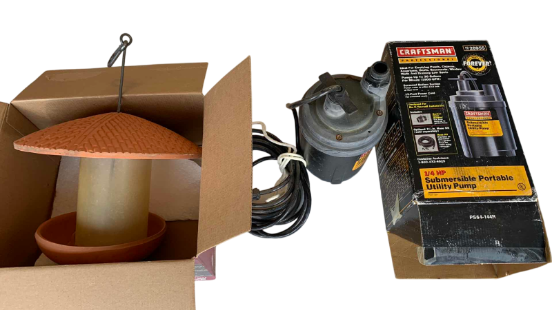 Photo 1 of CRAFTSMAN 1/4 HP SUBMERSIBLE UTILITY PUMP AND A BIRD BATH