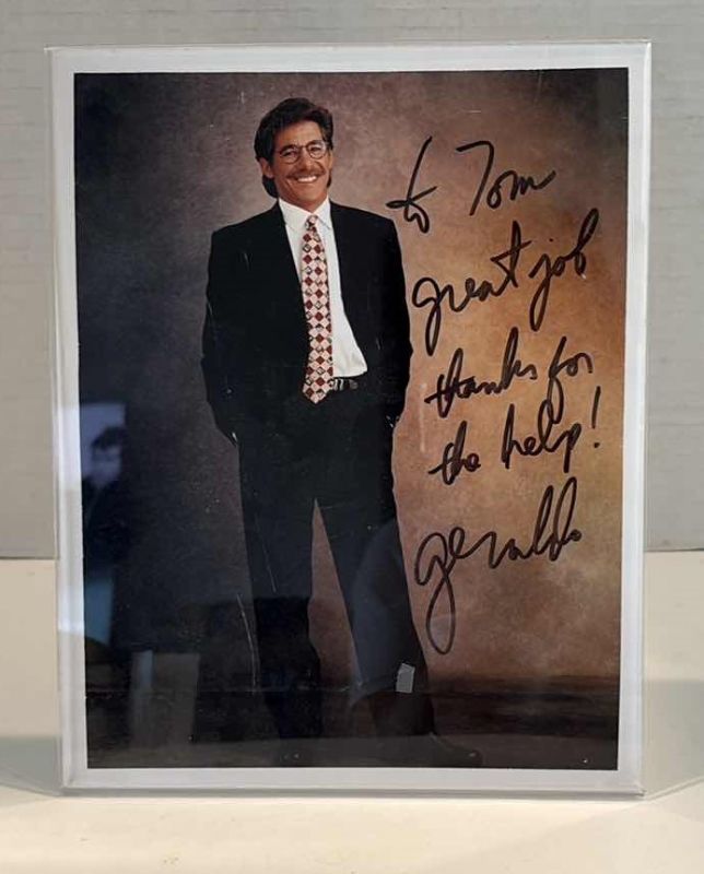 Photo 1 of AUTOGRAPHED GERALDO RIVERA PHOTO 8" X 10"