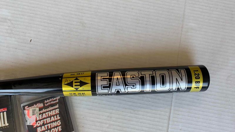 Photo 1 of EASTON SOFTBALL BAT AND 2-BATTING GLOVES