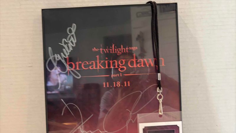 Photo 1 of AUTOGRAPHED BREAKING DAWN PART 1 CAST MOVIE ADVERTISEMENT 11.5" X 17" AND VIP BADGE