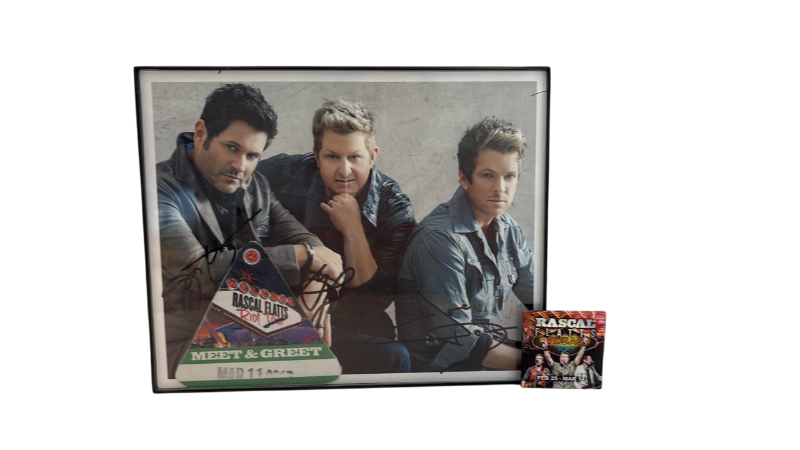 Photo 1 of AUTOGRAPHED RASCAL FLATTS SIGNED PHOTO 8” X 10” AND PIN
