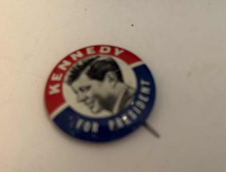 Photo 1 of 1960 JOHN F KENNEDY WELCOMED TO LAS VEGAS NEWS PAPER ARTICLE 16” X 12”  AND PIN