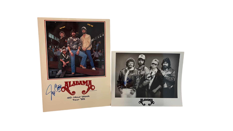 Photo 1 of AUTOGRAPHED ALBAMA COUNTRY BAND PHOTOGRAPH AND FOLDER
