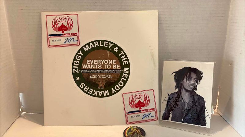Photo 1 of ZIGGY MARLEY AUTOGRAPHED PHOTO, RECORD, AND A PIN LAS VEGAS THE JOINT