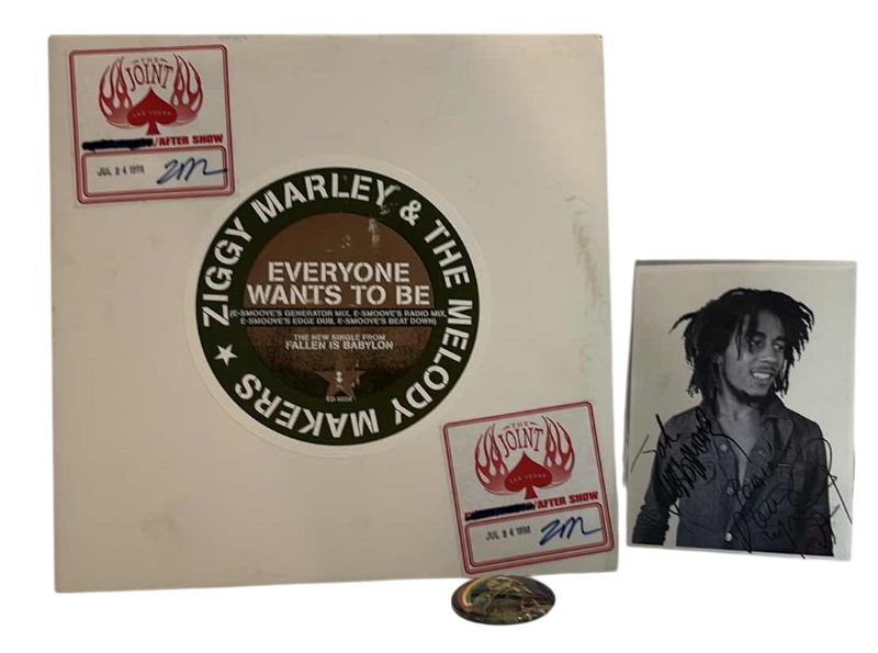 Photo 1 of ZIGGY MARLEY AUTOGRAPHED PHOTO, RECORD, AND A PIN LAS VEGAS THE JOINT
