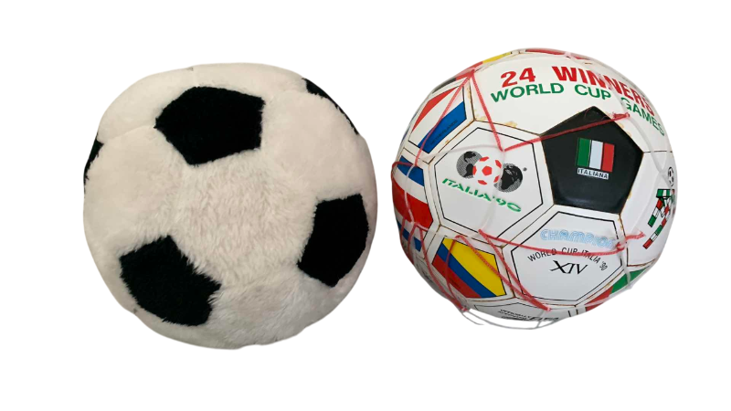 Photo 1 of 2000 SOCCER WORLD CUP COMMEMORATIVE  BALL A STUFFED ONE, AND A 1990 ROMA COCA-COLA CAN