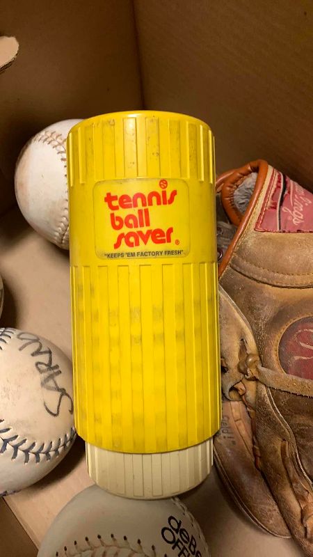 Photo 1 of SOFTBALLS, GLOVE, AND A TENNIS BALL HOPPER AND RESTORER