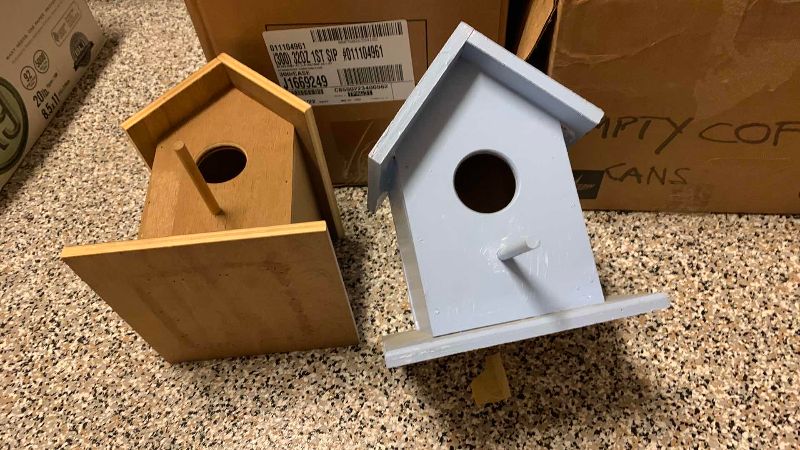 Photo 1 of 2-BIRD HOUSES, WOOD SUPPLIES AND COFFEE JARS FOR ART PROJECTS