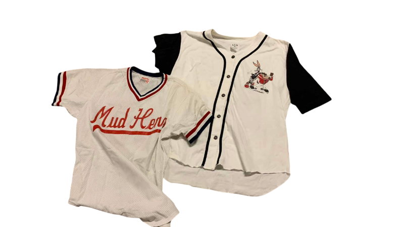 Photo 1 of MUD HENS AND BUGS BUNNY WITH TASMANIAN DEVIL BASEBALL JERSEYS 