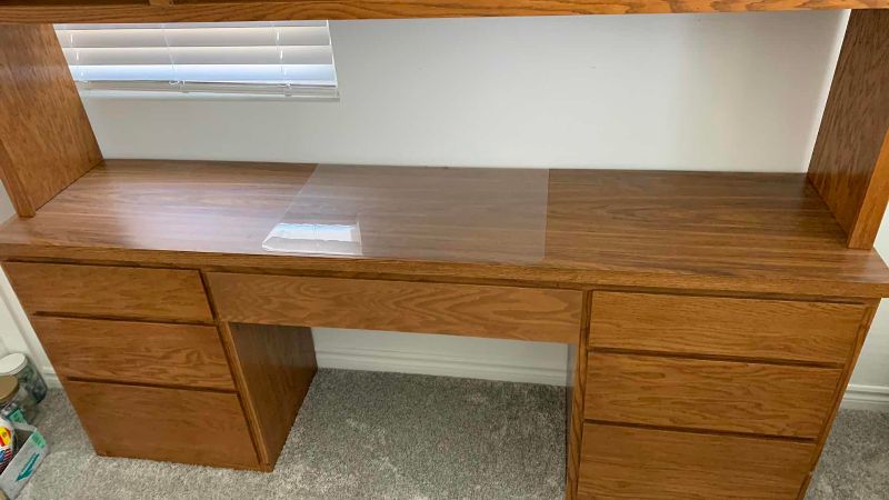 Photo 1 of WOODEN DESK WITH HUTCH 75” X 17” H 84”