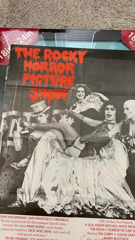 Photo 1 of VINTAGE ROCKY HORROR PICTURE SHOW MOVIE ADVERTISEMENT AND BRAND NEW FRAME