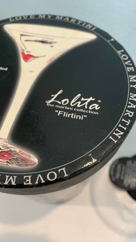 Photo 1 of LOLITA HAND PAINTED MARTINI GLASSES WITH INDIVIDUAL DRINK RECIPE  FLIRTINI