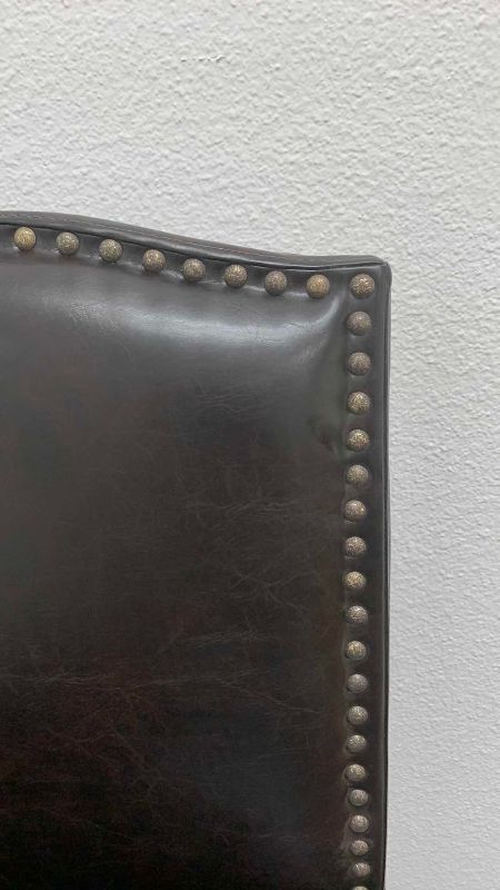 Photo 1 of NAIL HEAD TRIM FAUX LEATHER BAR STOOL 19” X 21” H 45”