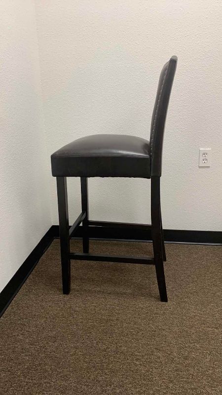 Photo 1 of NAIL HEAD TRIM FAUX LEATHER BAR STOOL 19” X 21” H 45”