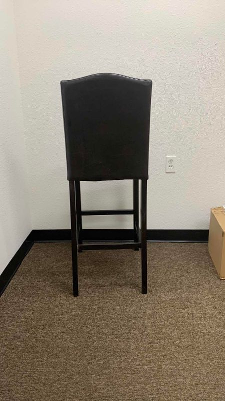 Photo 1 of NAIL HEAD TRIM FAUX LEATHER BAR STOOL 19” X 21” H 45”