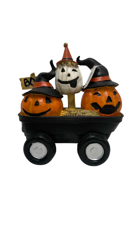 Photo 1 of HALLOWEEN JACK O LANTERN WAGON 9” WIDE