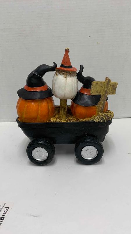 Photo 1 of HALLOWEEN JACK O LANTERN WAGON 9” WIDE
