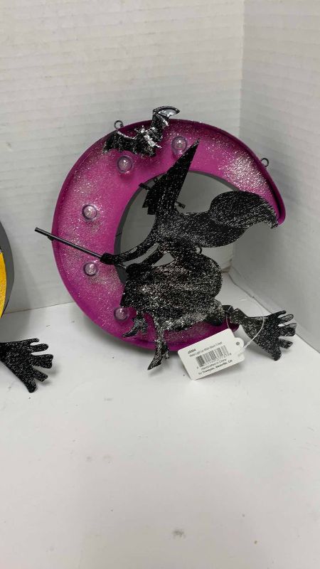 Photo 1 of HALLOWEEN METAL LIGHT UP WITCH MOON 3 PCS