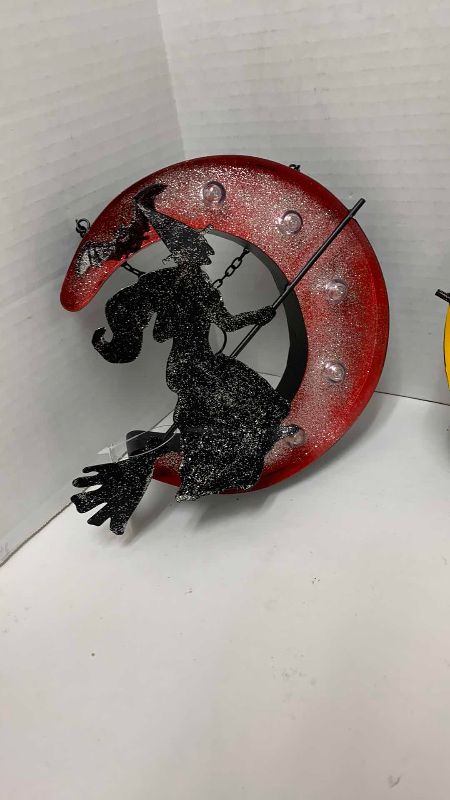 Photo 1 of HALLOWEEN METAL LIGHT UP WITCH MOON 3 PCS