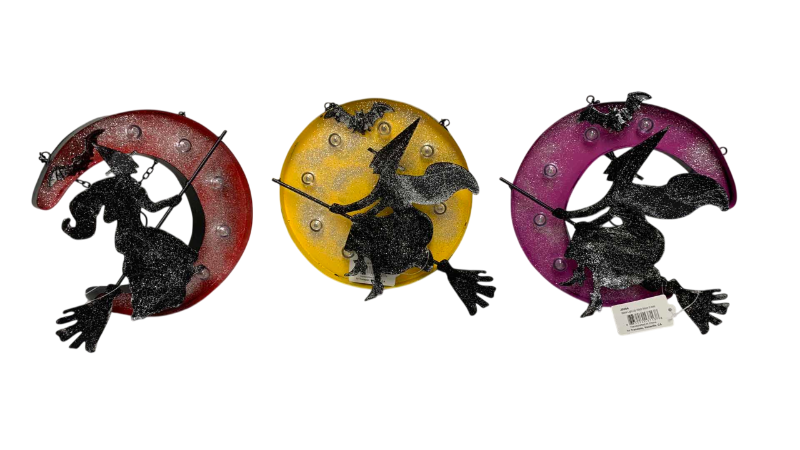 Photo 1 of HALLOWEEN METAL LIGHT UP WITCH MOON 3 PCS
