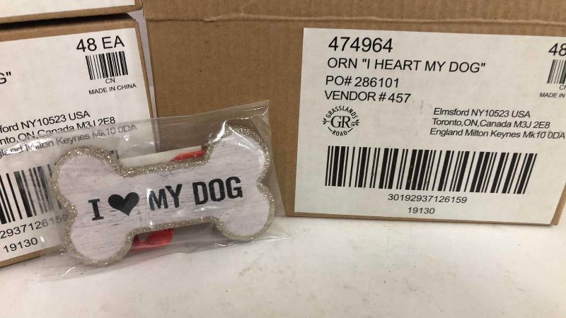 Photo 1 of 146- I HEART MY DOG ORNAMENTS
