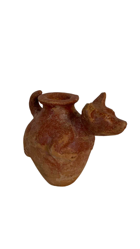 Photo 1 of PRECOLUMBIAN STYLE CLAY DOG WATER VESSEL 7”