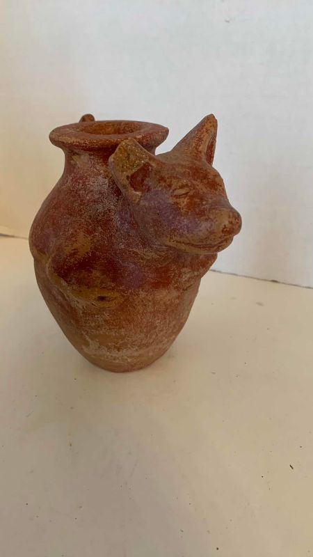 Photo 1 of PRECOLUMBIAN STYLE CLAY DOG WATER VESSEL 7”