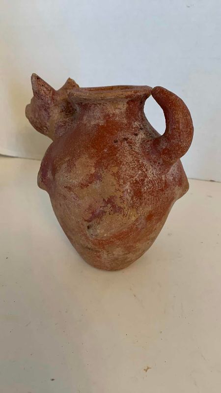 Photo 1 of PRECOLUMBIAN STYLE CLAY DOG WATER VESSEL 7”