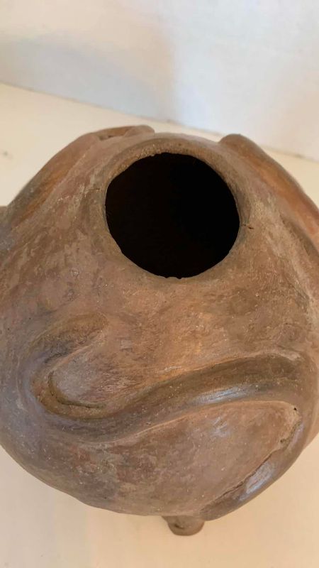 Photo 1 of PRECOLUMBIAN STYLE CLAY SNAKE VESSEL 7”
